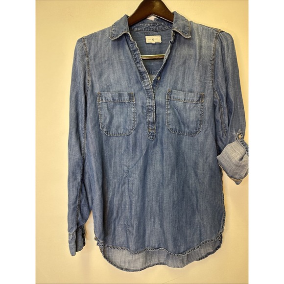 Lou & Grey Relaxed Denim Women's Long Shirt Size XS - Picture 2 of 8